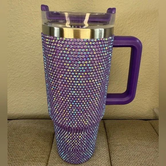 40oz Premium Rhinestone Insulated Stainless Steel, Insulated Tumbler New PURPLE - Picture 2 of 15